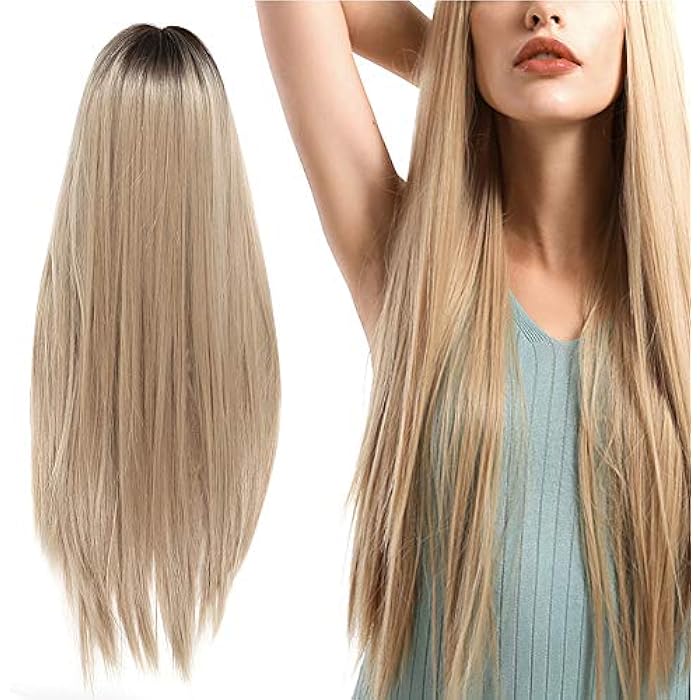 DILLARDS Lady Wig Front Lace Wigs Bangs Long Straight Blond Hair Fashionable Cosplay Party Stylish Synthetic Heat Resistant Fiber Hair For Women 70C - Image 4